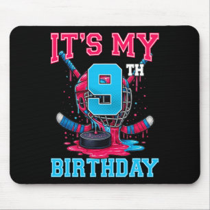 It's My 9th Birthday Hockey 9 Year Old Ice Cream D Mouse Pad