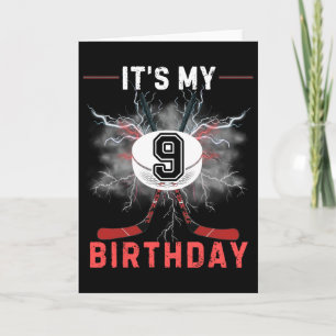 It's My 9th Birthday Hockey Boy Funny Hockey Birth Card