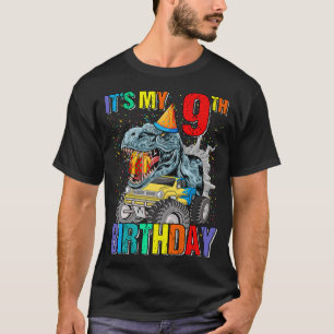 It's My 9th Birthday Monster Truck Dinosaur Boys A T-Shirt