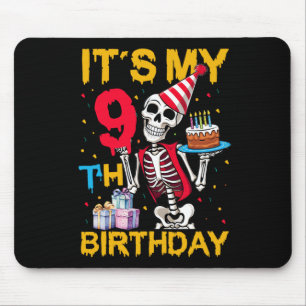 It's My 9th Birthday Party Halloween Skeleton Birt Mouse Pad
