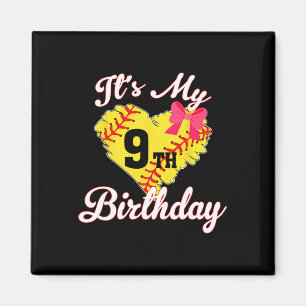 It's My 9th Birthday Softll Girl 9 Years Old  Magnet