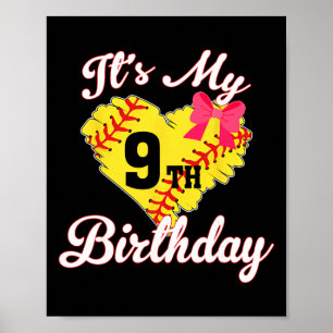It's My 9th Birthday Softll Girl 9 Years Old Poster