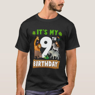 It's My 9th Birthday Zoo Jungle Safari 9 Years Old T-Shirt
