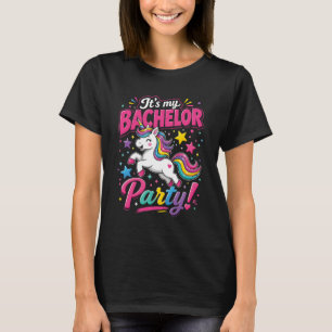 Its My Bachelor Party Rainbow Unicorn Groom Celebr T-Shirt