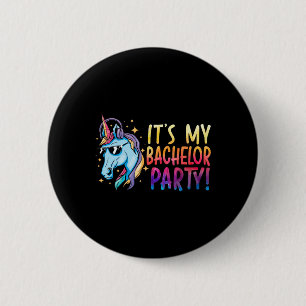 It's My Bachelor Party Unicorn Groom Marriage Wedd 6 Cm Round Badge