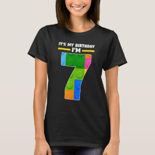 It's My Birtday I'm 7 7th Year Birthday Brick T-Shirt