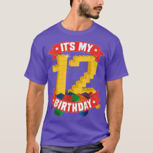 It's My Birthday 12 Years Old Block Building Boys T-Shirt