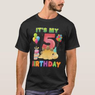 It's My Birthday 5 Years Old Dinosaur 5Th Birthday T-Shirt