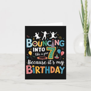 Its My Birthday 7th 7 Years Trampolining Jumping T Card