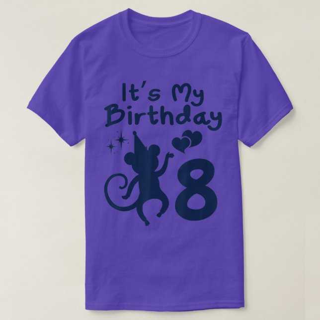 Its My Birthday 8 Themed Monkey Birthday T-Shirt (Design Front)
