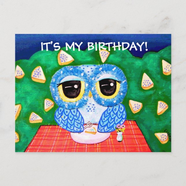 IT'S MY BIRTHDAY! (A Blueberry Night) Invitation Postcard (Front)
