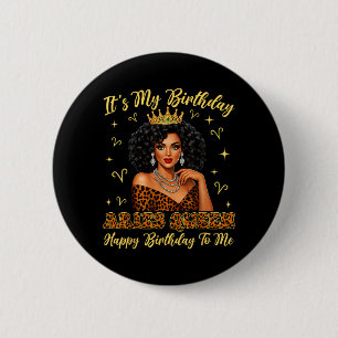 Its My Birthday Aries Black Woman Leopard Girl 6 Cm Round Badge