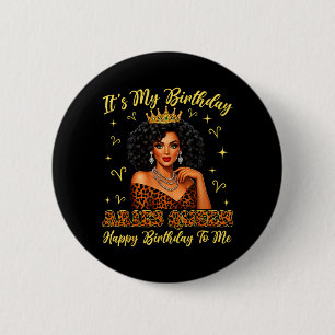 Its My Birthday Aries Black Woman Leopard Girl 6 Cm Round Badge