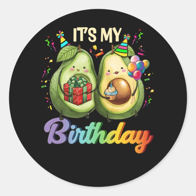 Its My Birthday Avocado themed Party Mamacado Coup Classic Round Sticker (Front)