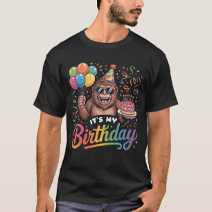 Its My Birthday Bigfoot Sasquatch Sunglass And Cak T-Shirt