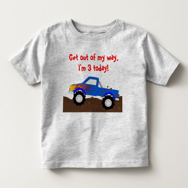 It's My Birthday Blue Monster Truck Toddler T-Shirt (Front)