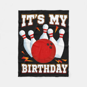 It's My Birthday Bowling Theme Party Fleece Blanket
