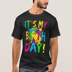 It's My Birthday Boy Girl Let's Glow Retro 80's Pa T-Shirt