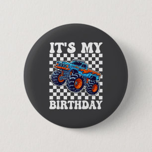 It's My Birthday Boy Monster Truck Bday Party Kids 6 Cm Round Badge