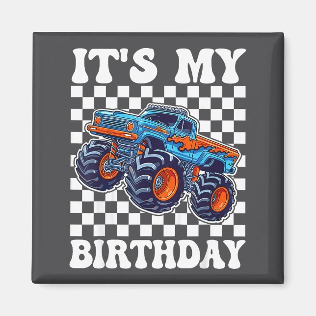 It's My Birthday Boy Monster Truck Bday Party Kids Magnet (Front)