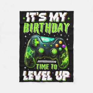 It's My Birthday Boy Time To Level Up Video Game B Fleece Blanket