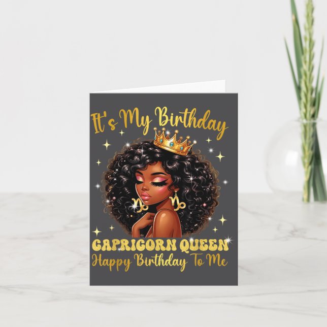 It's My Birthday Capricorn Queen Women Girl Zodiac Card (Front)
