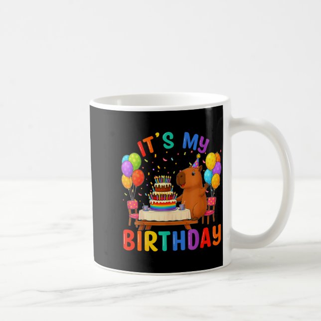 Its My Birthday Capybara Lovers Birthday Party Kid Coffee Mug (Right)