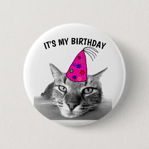 IT'S MY BIRTHDAY CAT BUTTONS