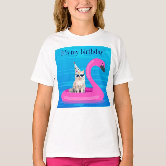It's My Birthday Cat Floatie T-Shirt (Front)