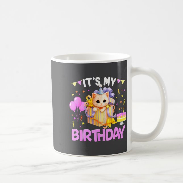 It's My Birthday Cat Lover Cute Girl Bday Family P Coffee Mug (Right)