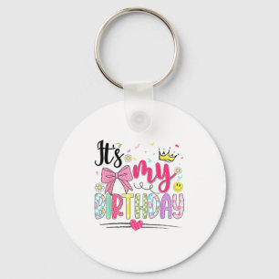 Its My Birthday Coquette Bow Flower Birthday Women Key Ring