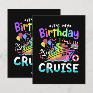 It's My Birthday Cruise Tie Dye Vacation Trip  Holiday Card