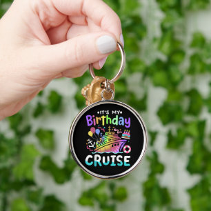 It's My Birthday Cruise Tie Dye Vacation Trip Key Ring