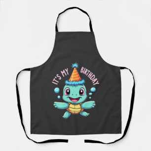 It's My Birthday Cute Sea Turtle Ocean Birthday Pa Apron