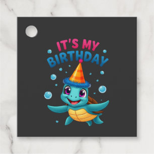 It's My Birthday Cute Sea Turtle Ocean Birthday Pa Favour Tags