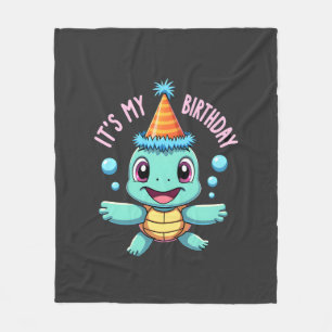 It's My Birthday Cute Sea Turtle Ocean Birthday Pa Fleece Blanket