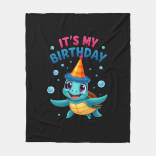 It's My Birthday Cute Sea Turtle Ocean Birthday Pa Fleece Blanket