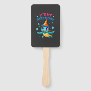 It's My Birthday Cute Sea Turtle Ocean Birthday Pa Hand Fan