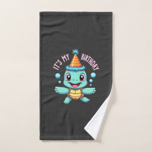 It's My Birthday Cute Sea Turtle Ocean Birthday Pa Hand Towel