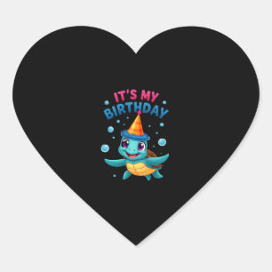 It's My Birthday Cute Sea Turtle Ocean Birthday Pa Heart Sticker