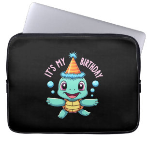 It's My Birthday Cute Sea Turtle Ocean Birthday Pa Laptop Sleeve