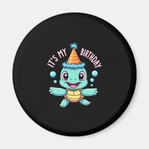 It's My Birthday Cute Sea Turtle Ocean Birthday Pa Magnet