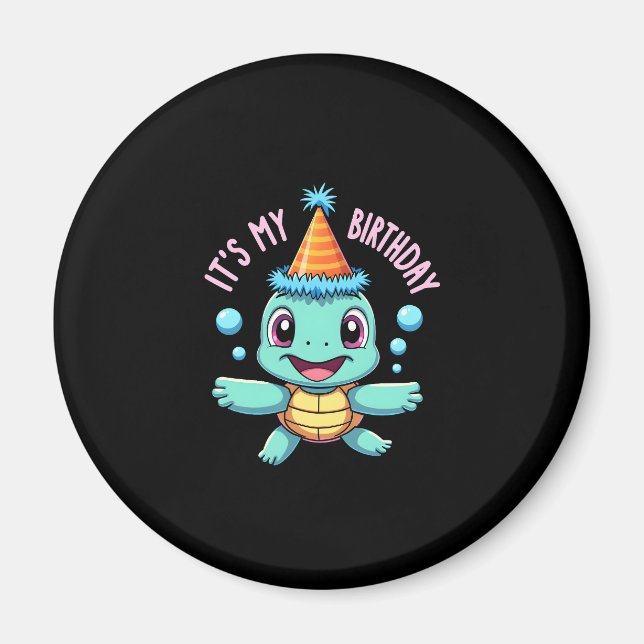 It's My Birthday Cute Sea Turtle Ocean Birthday Pa Magnet (Front)