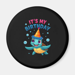 It's My Birthday Cute Sea Turtle Ocean Birthday Pa Magnet