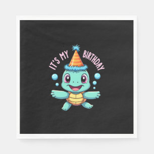 It's My Birthday Cute Sea Turtle Ocean Birthday Pa Napkin