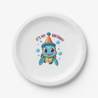 It's My Birthday Cute Sea Turtle Ocean Birthday Pa Paper Plate