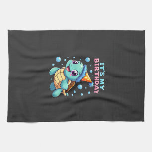 It's My Birthday Cute Sea Turtle Ocean Birthday Pa Tea Towel
