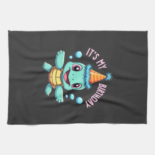 It's My Birthday Cute Sea Turtle Ocean Birthday Pa Tea Towel