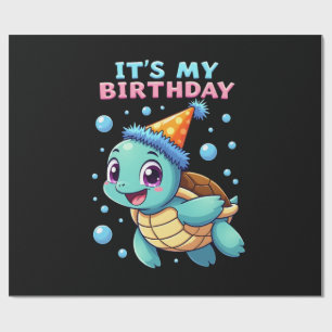 It's My Birthday Cute Sea Turtle Ocean Birthday Pa Wrapping Paper