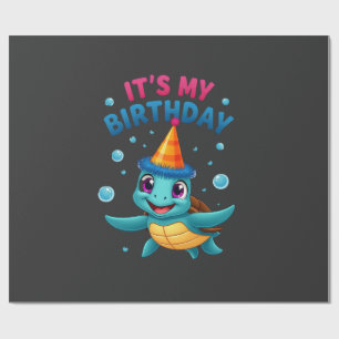 It's My Birthday Cute Sea Turtle Ocean Birthday Pa Wrapping Paper